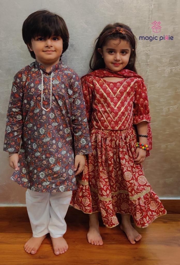 Deep grey kurta pajama set