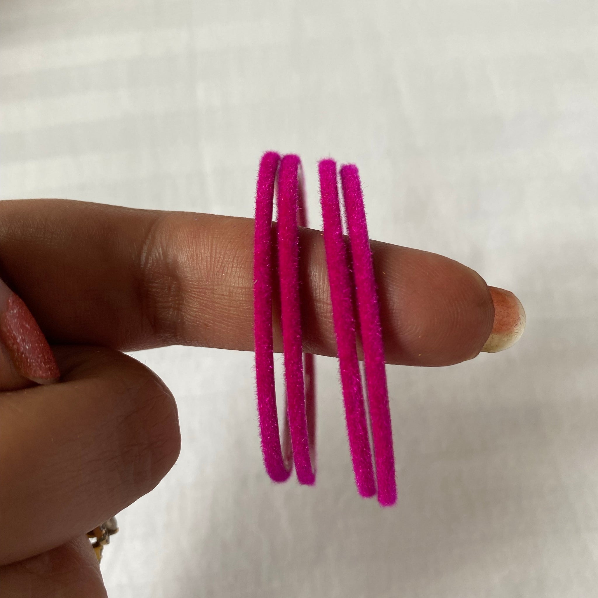 Brass bangles with velvet coating- pink