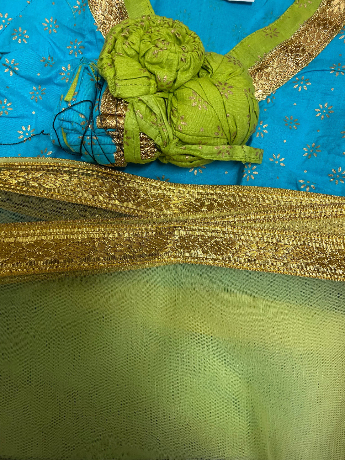 Lehenga top dupatta set turquoise (Kapasii Premium)(0-7years)
