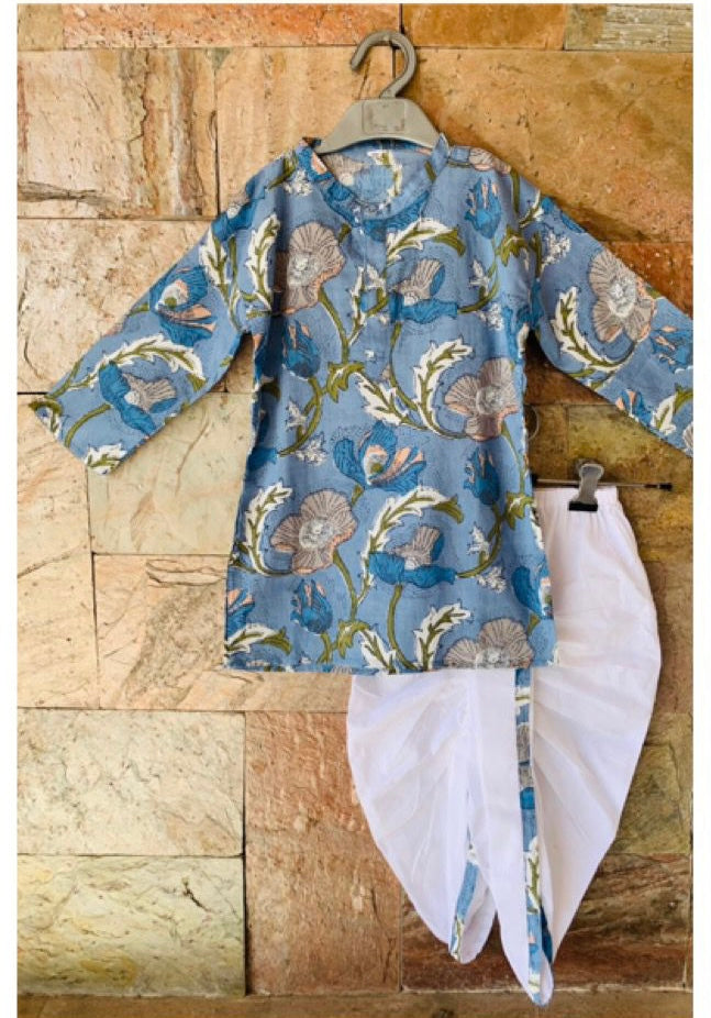 Grey blue dhoti kurta set