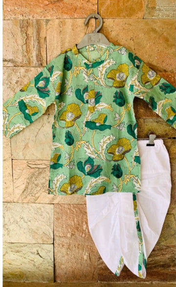Green dhoti kurta set emerald