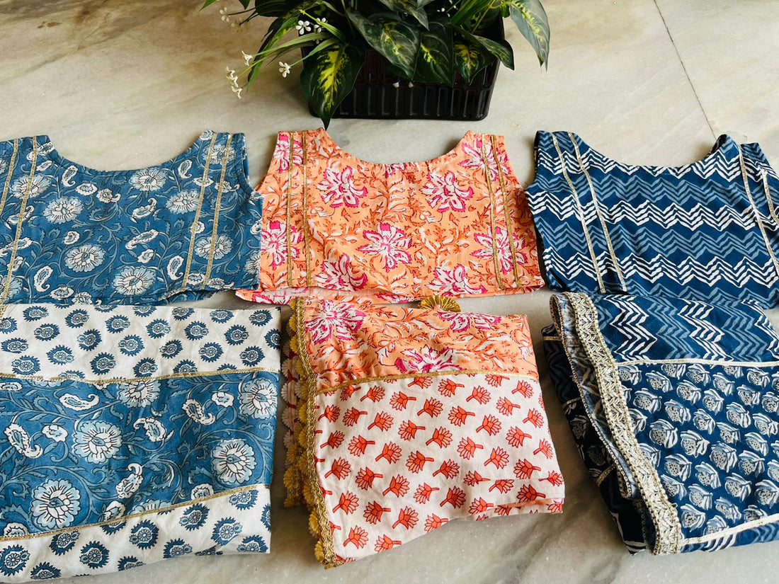 Aridra Indigo Crop top Lehenga Set (12mo-7 Yearsrs)