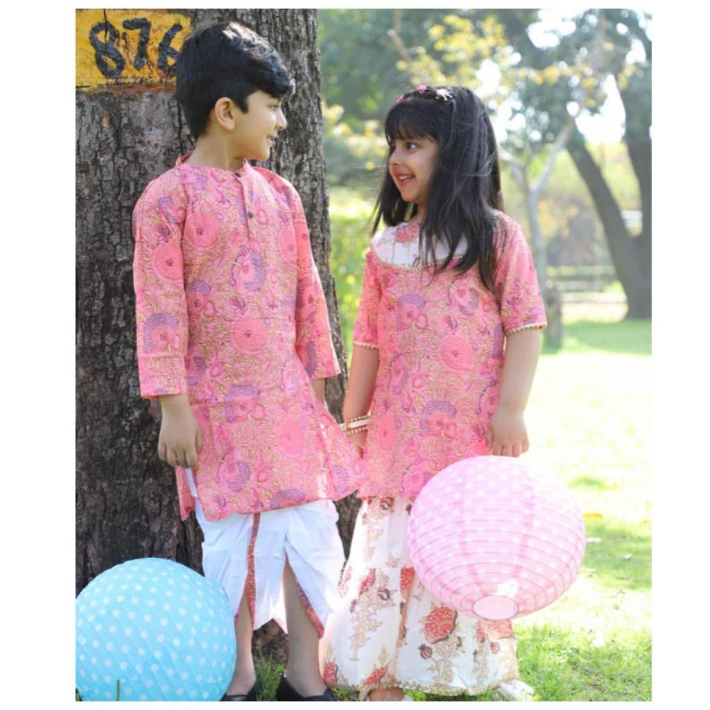 Peachy Peach Dhoti Kurta