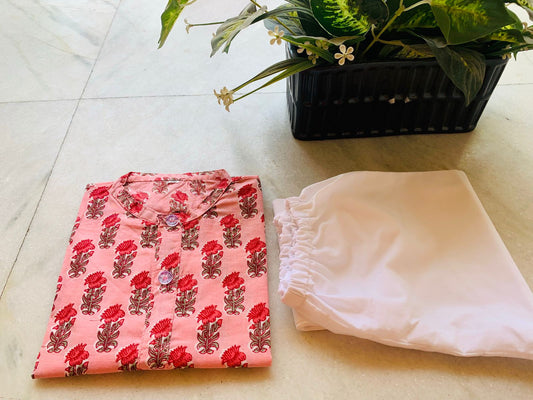 Carnation pink  - kurta pajama Set
