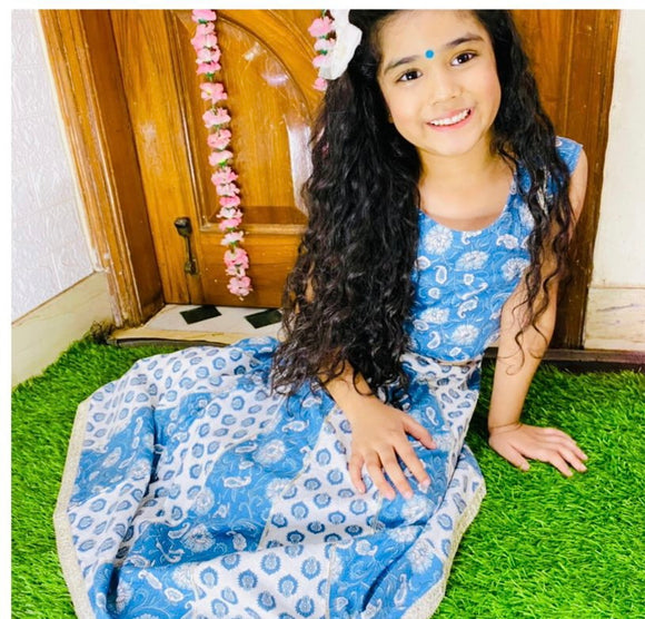 Aridra Grey Crop Top Lehenga Set (12mo-7yrs)