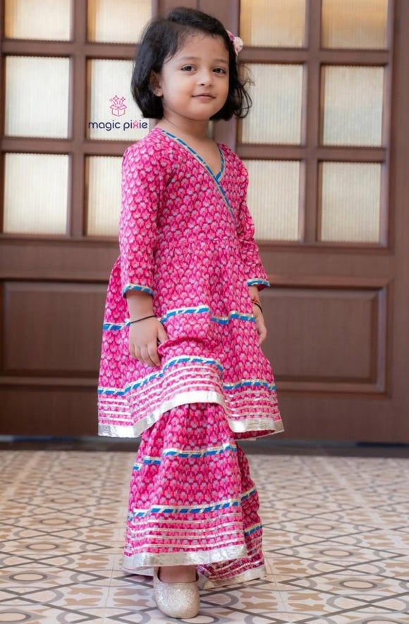 Designer Blue and Pink Sharara Set