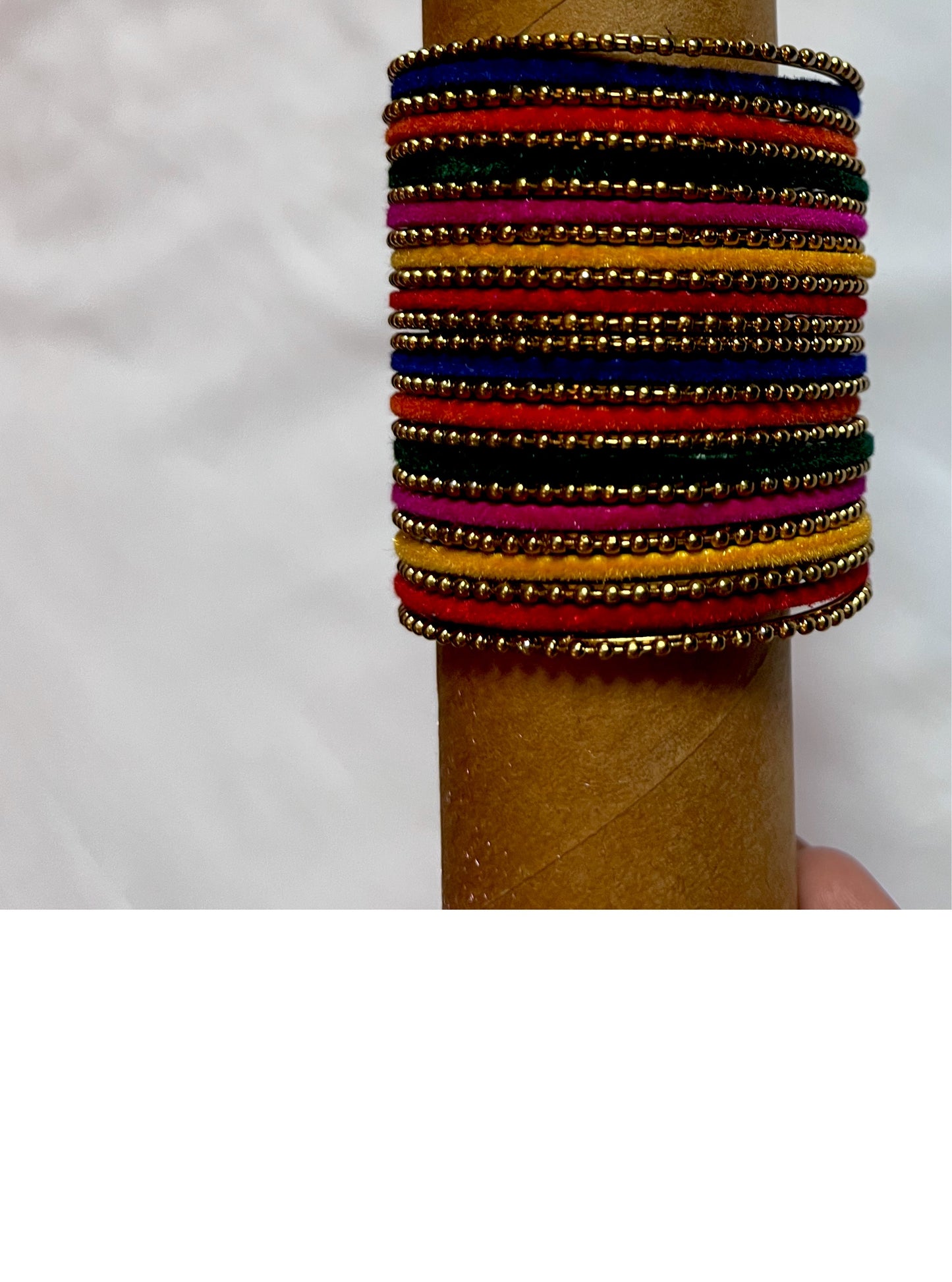 Multicolour bangles with gold