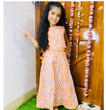 Aridra Peach Crop Top Lehenga Set (12mo-7yrs)