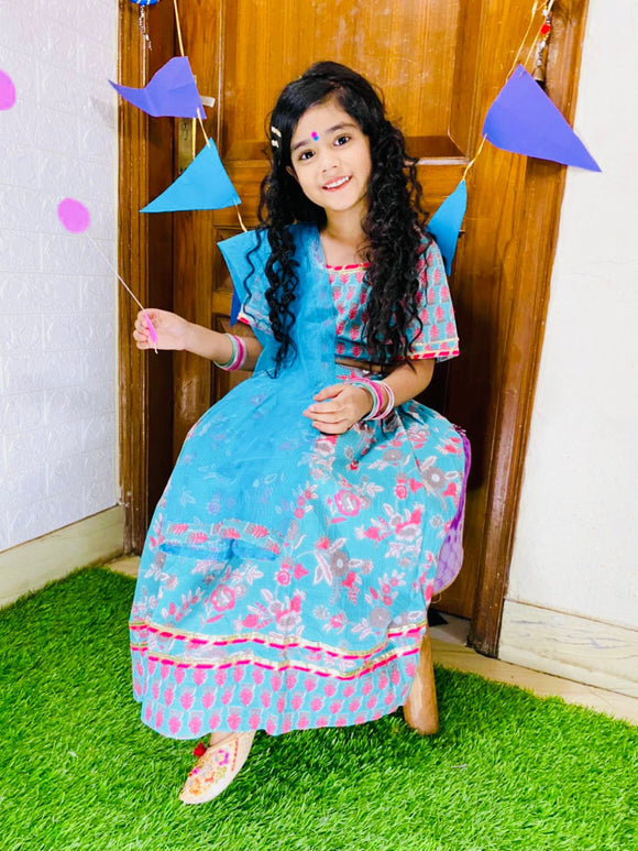 Mrighaya blue lehenga top and dupatta set