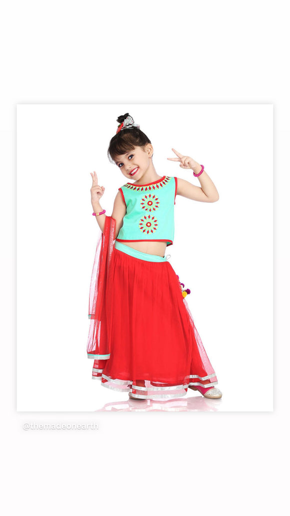 Kapasii (Premium) Princess Tuk lehenga set with dupatta -Red