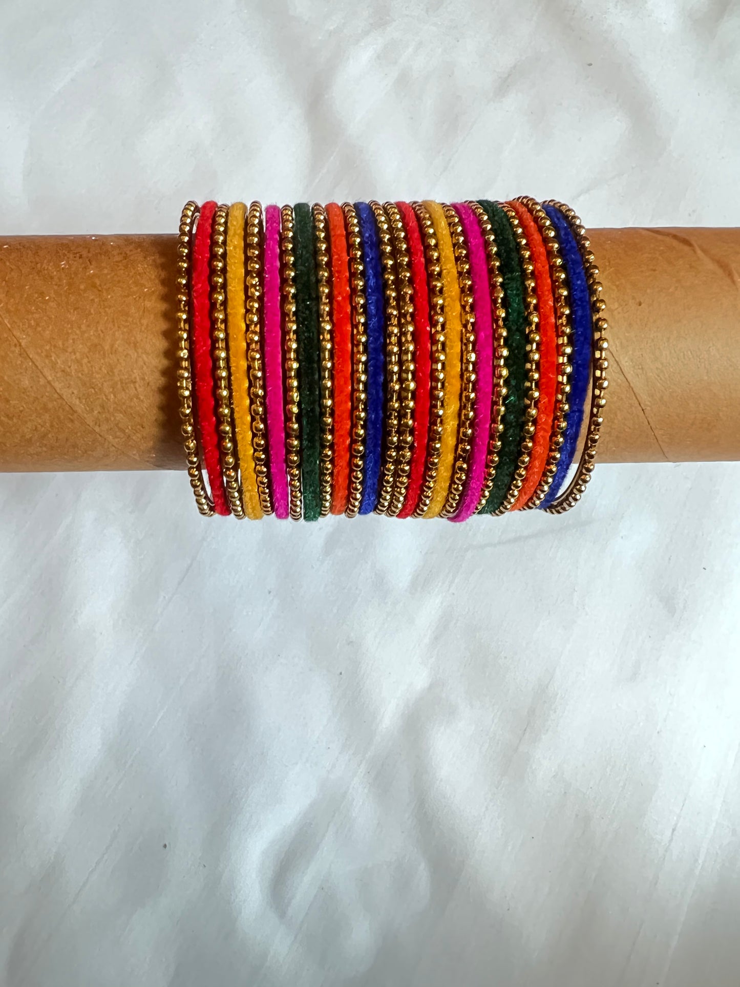 Multicolour bangles with gold