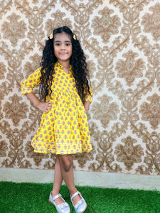 Sutra Ethnic frock- Yellow
