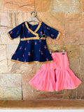 Elegant Blue & Pink Princess Sharara set